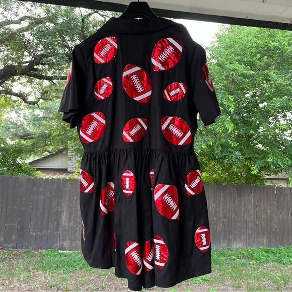 Queen Of Sparkles Women’s Large Red & black Football Romper NEW - Picture 6 of 7